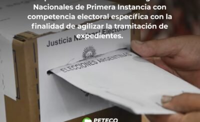 Crea Juzgados Nacionales de Primera Instancia con competencia especifica electoral