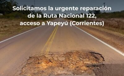 Reparación de la RN122 en el acceso a Yapeyú