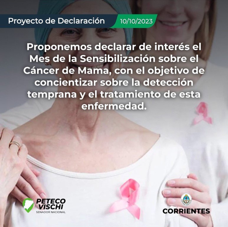 Declara de interés el Mes de la Sensibilidad sobre el Cáncer de Mama