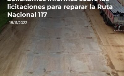 Pedido de informes sobre licitación de obras en Ruta Nacional 117