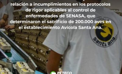 Informes sobre operativo SENASA en Avícola Santa Ana