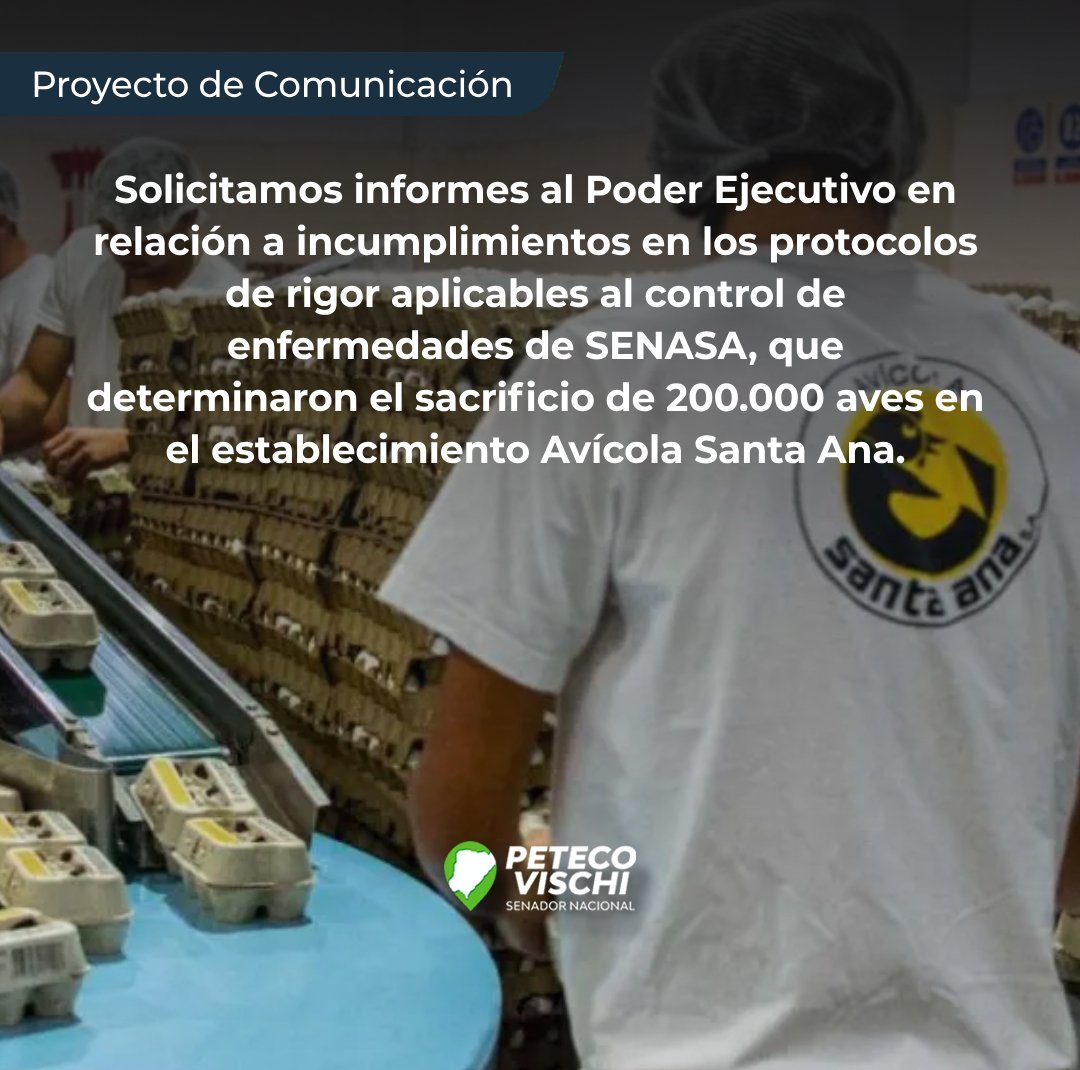 Informes sobre operativo SENASA en Avícola Santa Ana